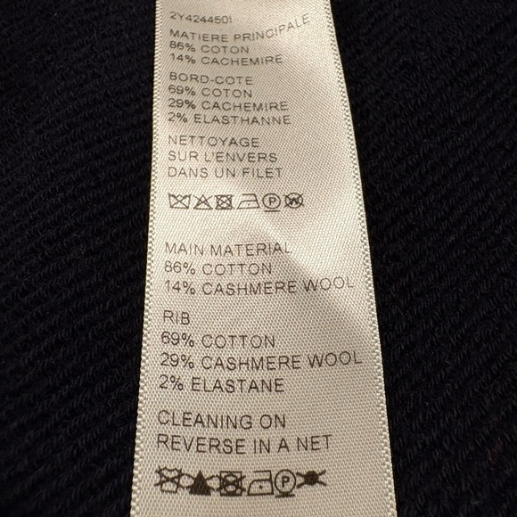 Celine Deep Blue Cotton Cashmere Crewneck Short-Sleeve Shirt "16" Logo - Picture 5 of 7